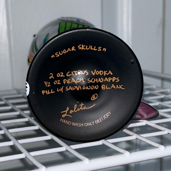 Lolita Sugar Skulls Wine Glass - Picture 3 of 4